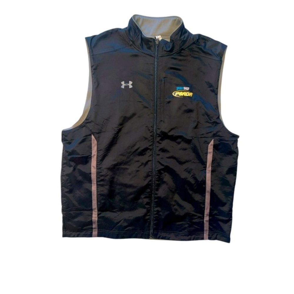 Under Armour Cold Gear Fleece Lined Vest Black With Grey Full Zip Pockets XXL